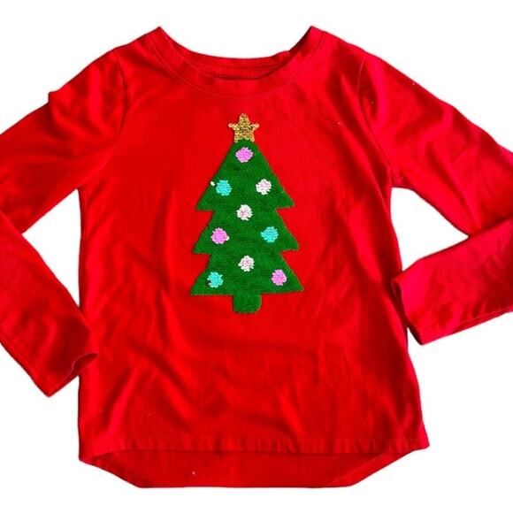 Cat & Jack Red Girls Long Sleeve Flip Sequence Christmas Tree Shirt Size 6X - Picture 2 of 2